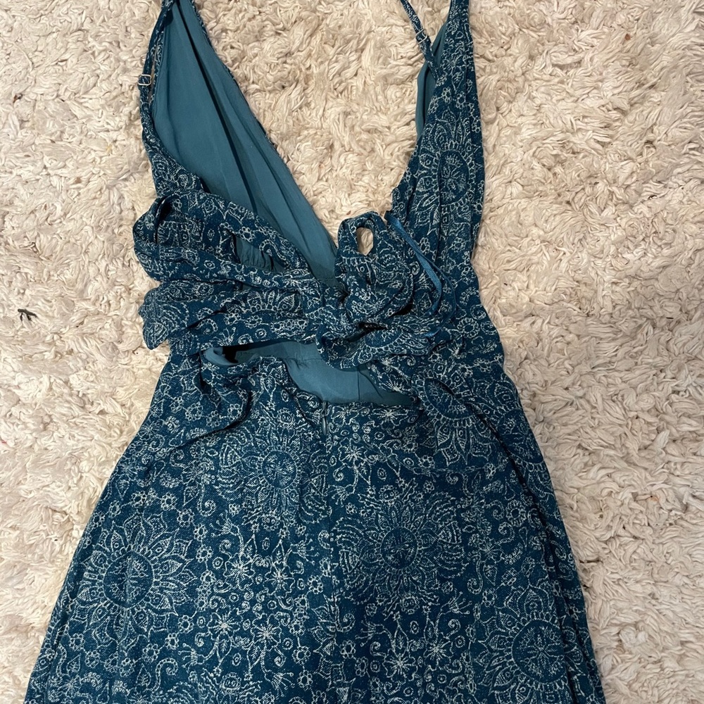 Adorable Blue Patterned Romperopen Back - image 4